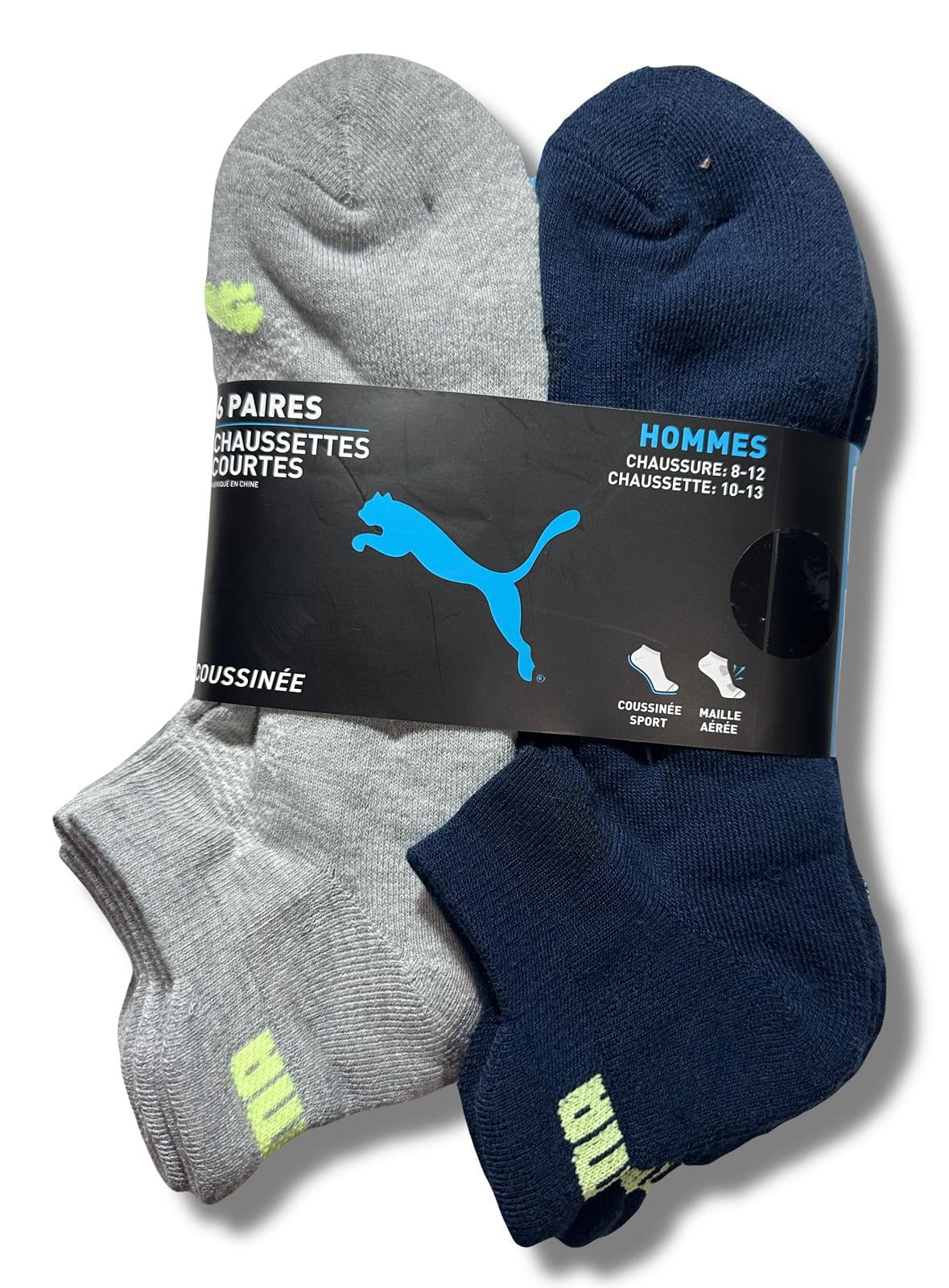 SOCKS MEN'S - LOW CUT - EDGE 243 - BLUE LIME - LARGE (10-13) PACK 6 XX