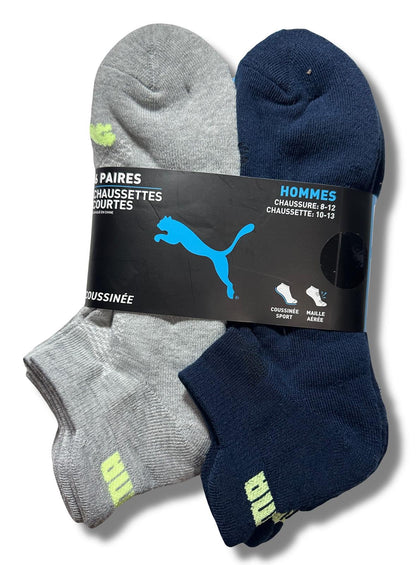 SOCKS MEN'S - LOW CUT - EDGE 243 - BLUE LIME - LARGE (10-13) PACK 6 XX